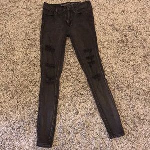American eagle distressed black jegginngs